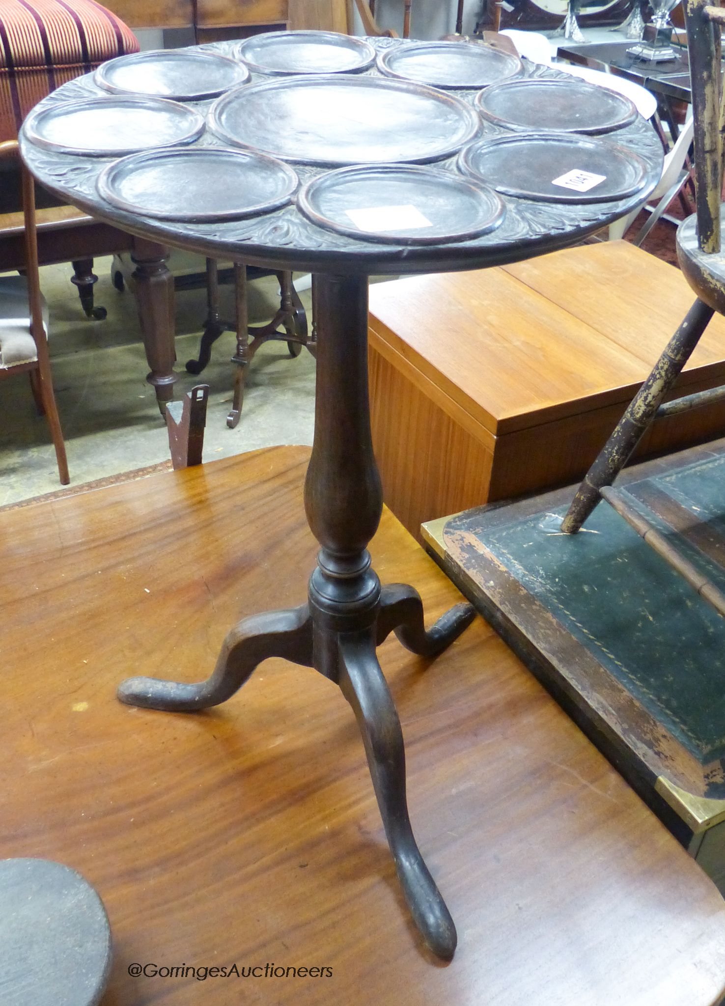 A mahogany tripod table, 43cm, diameter, height 66cm